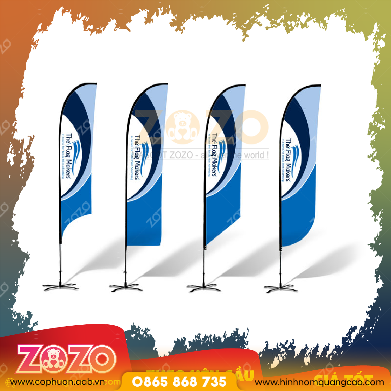 Cờ Phướn Bãi Biển In Logo Theo Yêu Cầu 2 Cờ phướn quảng cáo tại Hà Nội