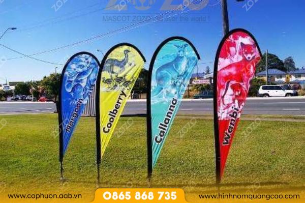 Cờ Phướn Bãi Biển Thiết Kế Độc Đáo 5 Cờ Phướn Giọt Lệ In Logo Quảng Bá Thương Hiệu