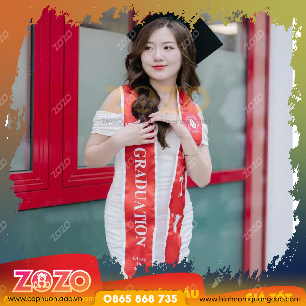 Sash tốt nghiệp giá rẻ may sẵn 1 BANG DEO CHEO 01