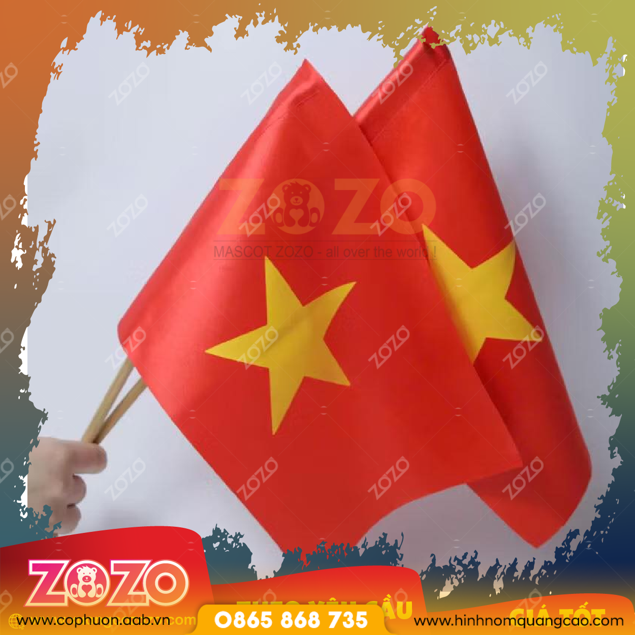 Bán sỉ cờ cầm tay size nhỏ giá rẻ 1 CO CAM TAY 01