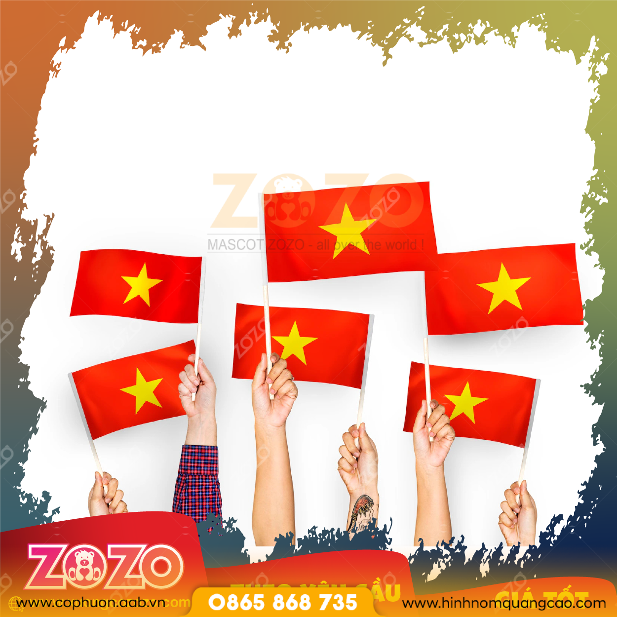 Cờ cầm tay giá rẻ in ấn sắc nét 1 CO CAM TAY 03