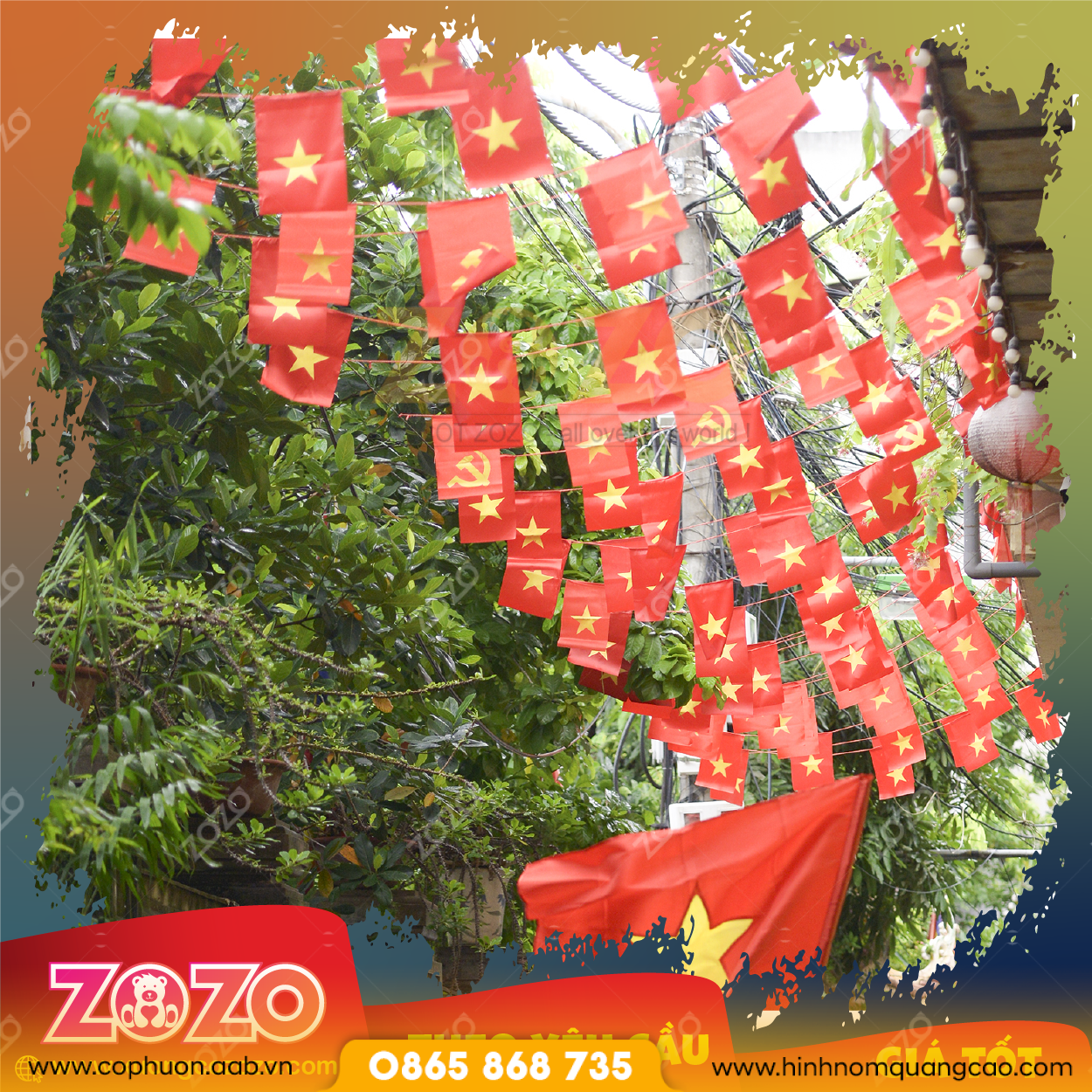 Cờ dây chữ nhật may sẵn 1 Co day 04