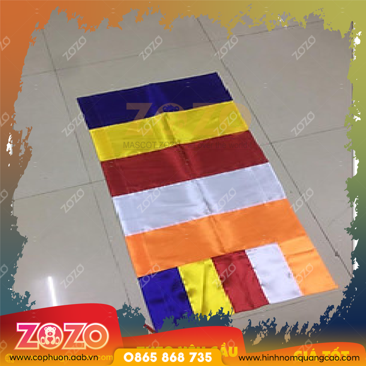 Cờ phật giáo treo thiết kế tinh tế 1 Co phat giao 02