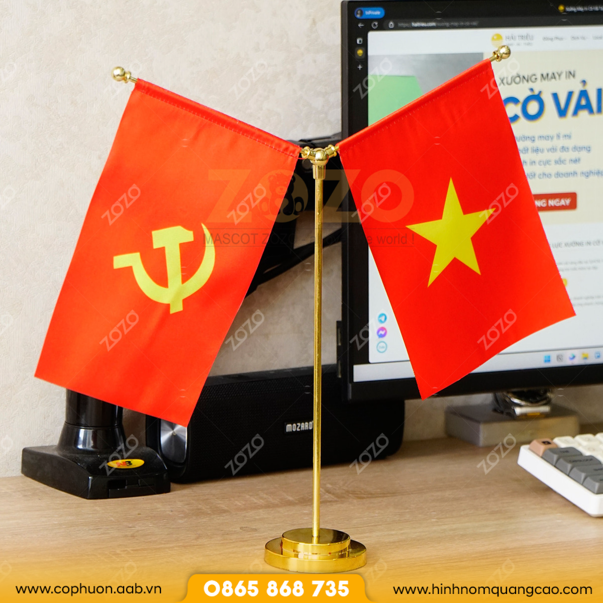 Cờ để bàn 2 lá thiết kế tinh tế 2 Cờ để bàn 2 lá thiết kế tinh tế