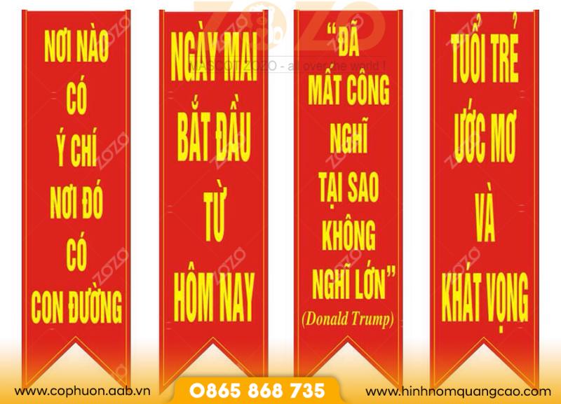 Cờ đuôi nheo trang trí giá rẻ 3 Cờ đuôi nheo may theo yêu cầu in ấn sắc nét