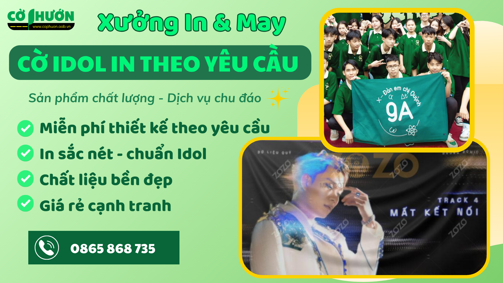 Cờ idol in theo yêu cầu