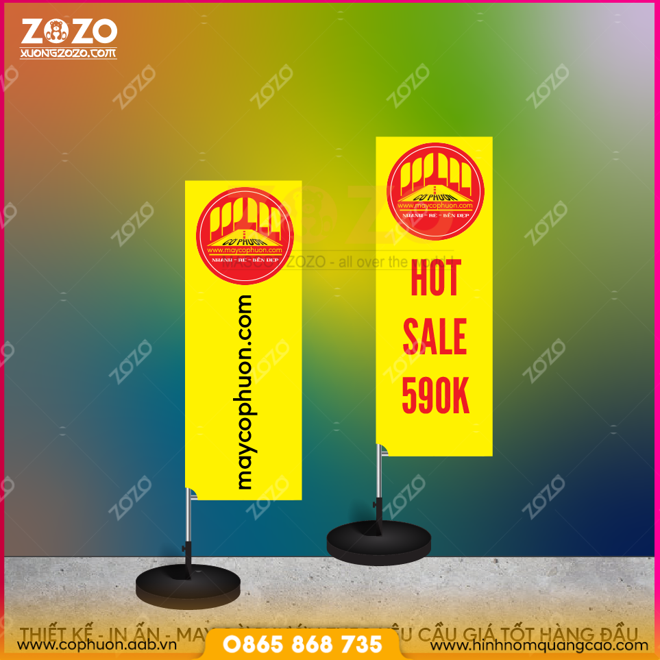 Cờ Phướn Chữ Nhật Thiết Kế Độc Quyền 2 In Cờ Phướn Chữ Nhật Quảng Cáo Số Lượng Lớn – Sản Xuất Trực Tiếp Tại Xưởng ZoZo