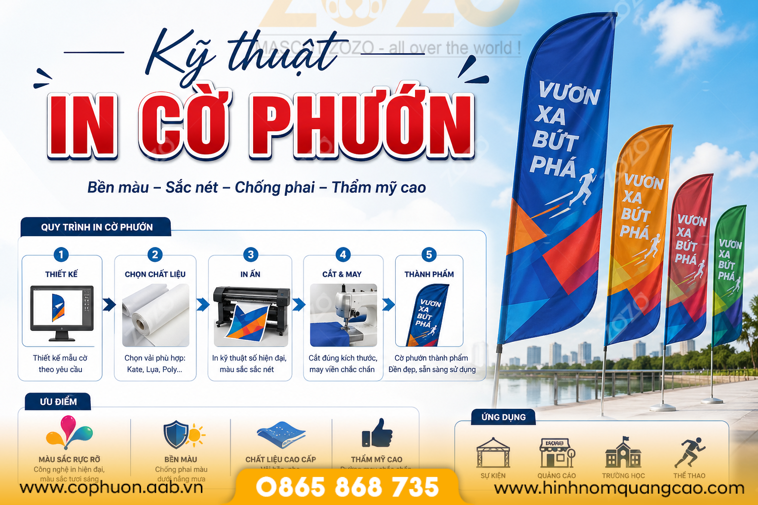 Kỹ thuật in và may ảnh hưởng trực tiếp đến chất lượng.