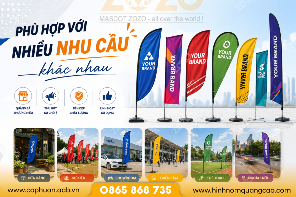 Cờ Phướn Quảng Cáo – 7 Cách Biến Không Gian Ngoài Trời Thành Điểm Chạm Thương Hiệu Ấn Tượng 1 xưởng sản xuất cờ phướn